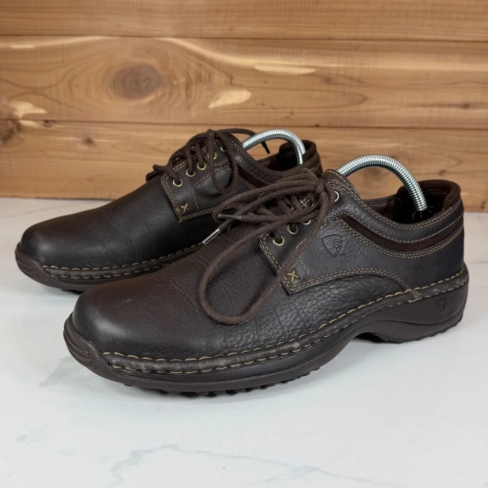 Red Wing 4114 Oxford Shoes Mens 9D Worx Mens Dark Brown Leather Lace Up Work